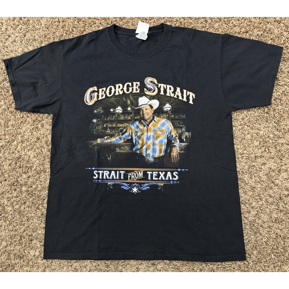 Vintage George Strait 00's Country Las Vegas 2 Sided Graphic T Shirt Sz Large